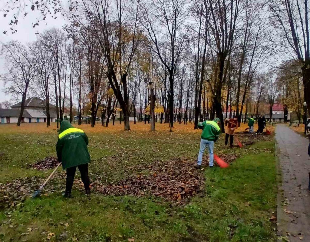 «Добрым начинаниям дождь не помеха». В Усяже трудовые коллективы наводят чистоту