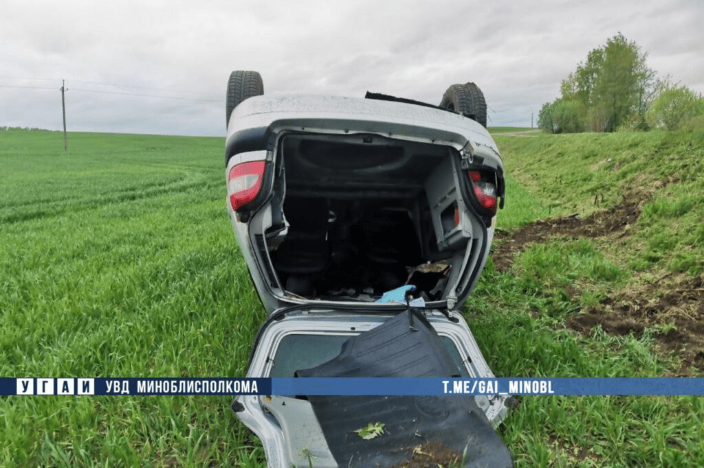 В Смолевичском районе пьяный 68-летний водитель на Renault съехал в кювет и опрокинулся