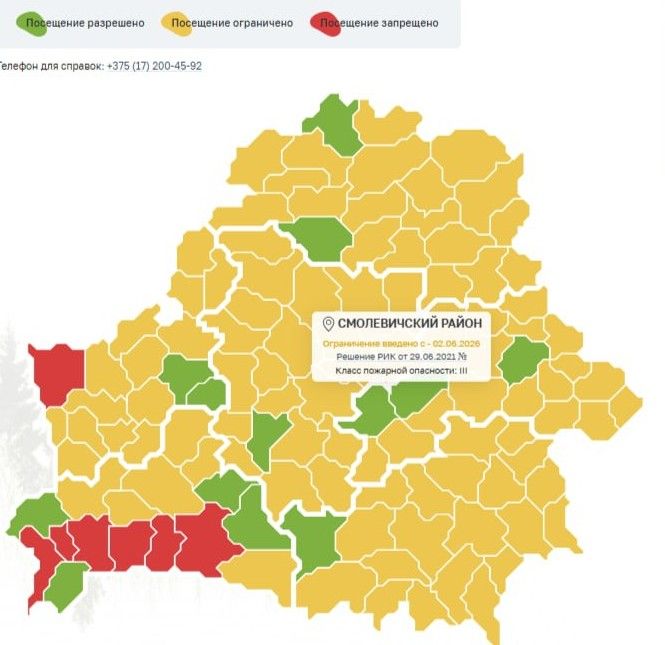 В Смолевичском районе введено ограничение на посещение лесов